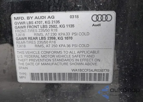 2018 Audi Q3 2.0T Premium/2.0T Sport Premium from USA, damaged, VIN WA1BCCFS4JR030779